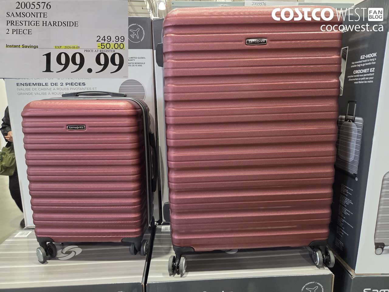 2005576 SAMSONITE PRESTIGE HARDSIDE 2 PIECE ($50.00 INSTANT SAVINGS EXPIRES ON 2026-08-09) $199.99
