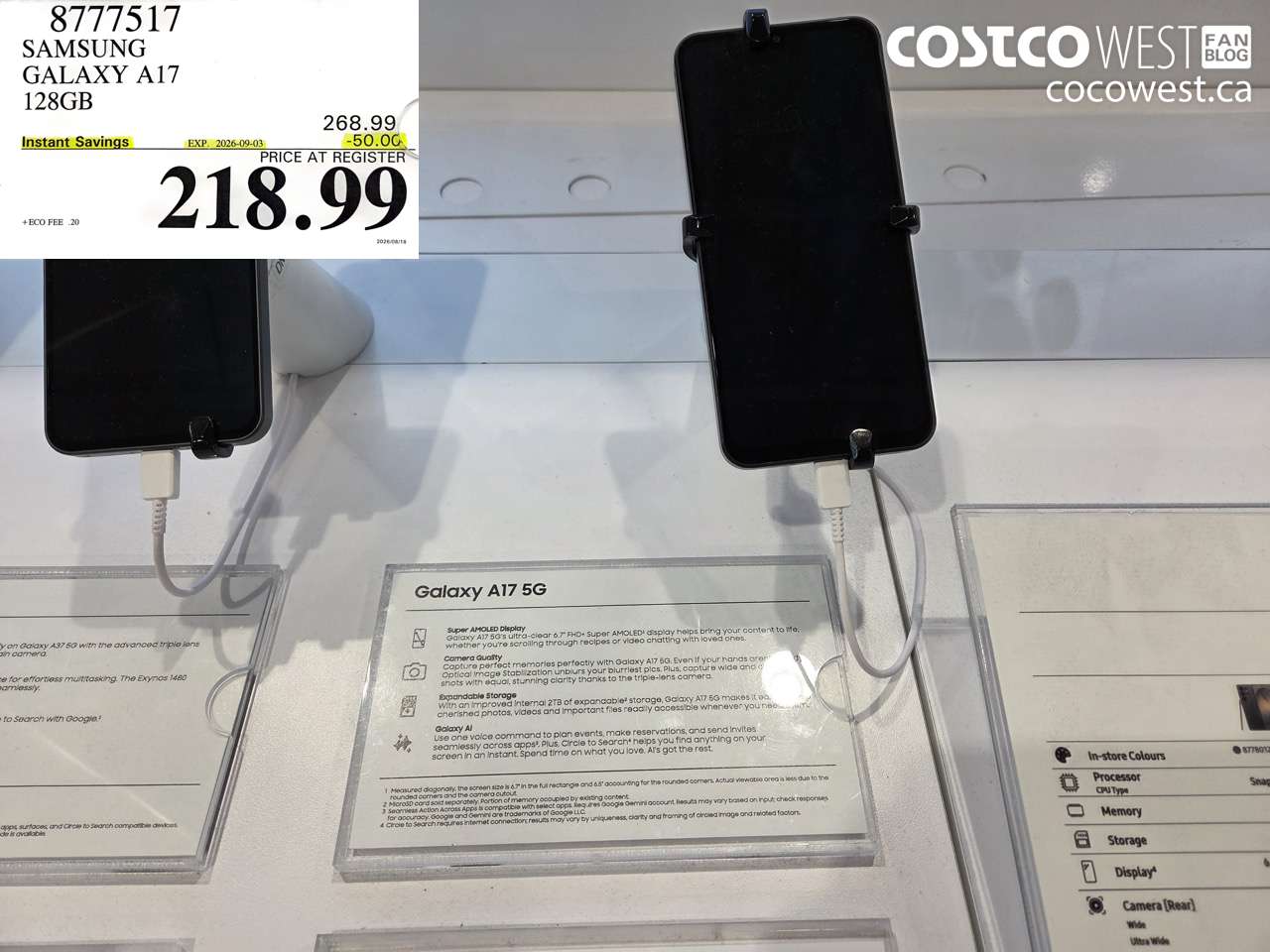 8777517 SAMSUNG GALAXY A17 128GB ($50.00 INSTANT SAVINGS EXPIRES ON 2026-09-03) $218.99