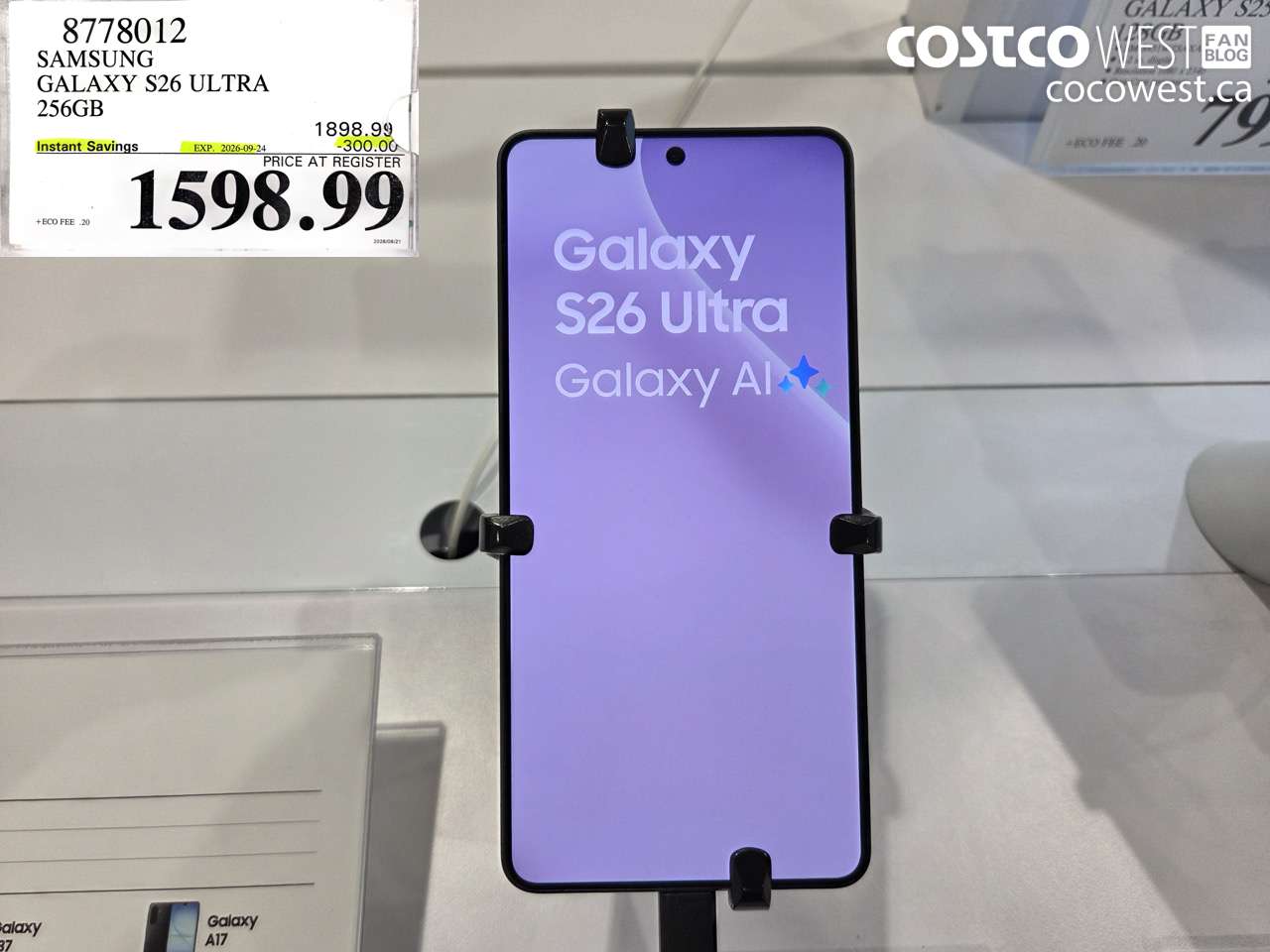8778012 SAMSUNG GALAXY S26 ULTRA 256GB ($300.00 INSTANT SAVINGS EXPIRES ON 2026-09-24) $1598.99