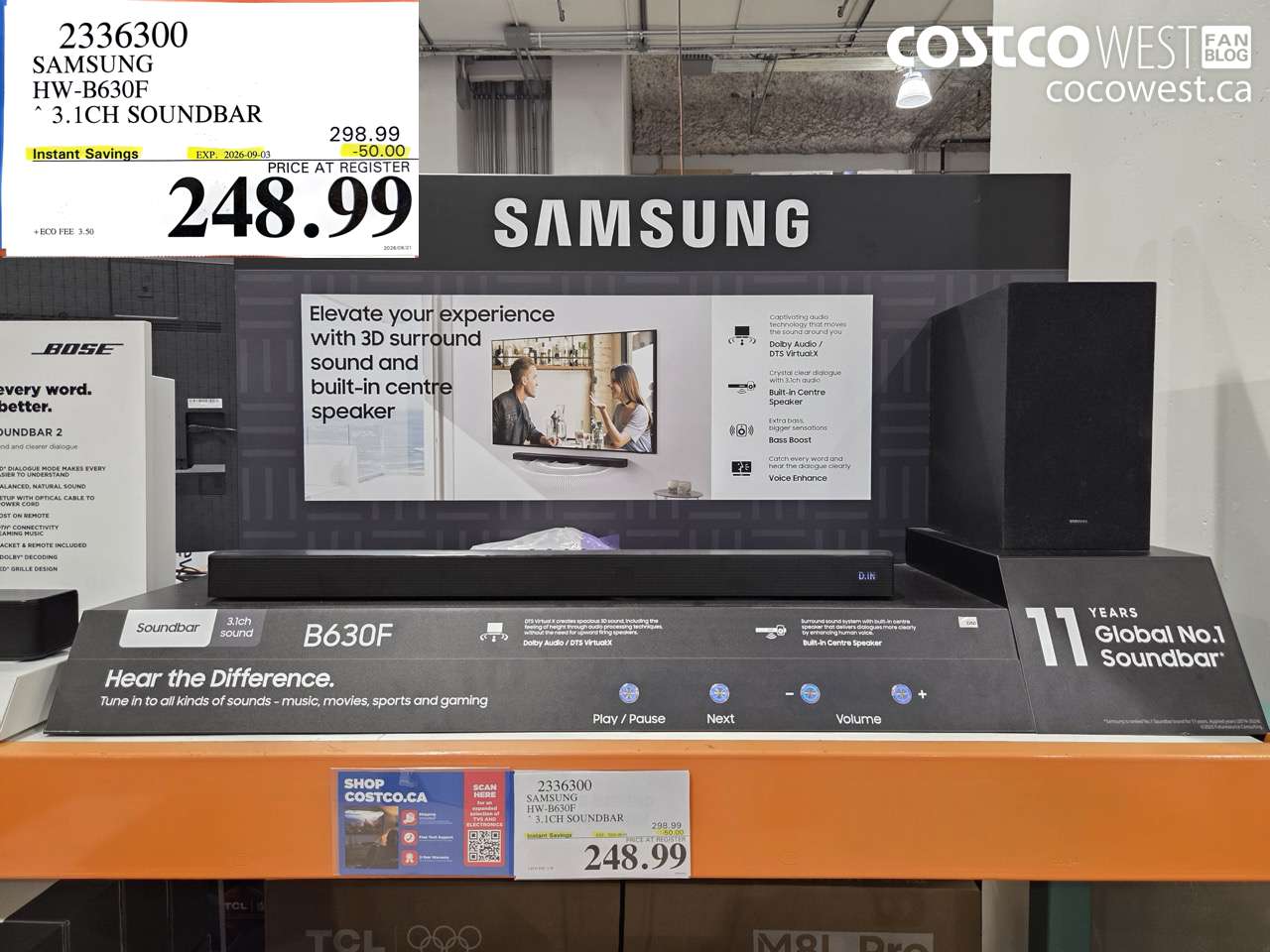 2336300 SAMSUNG HW-B630F 3.1CH SOUNDBAR ($50.00 INSTANT SAVINGS EXPIRES ON 2026-09-03) $248.99