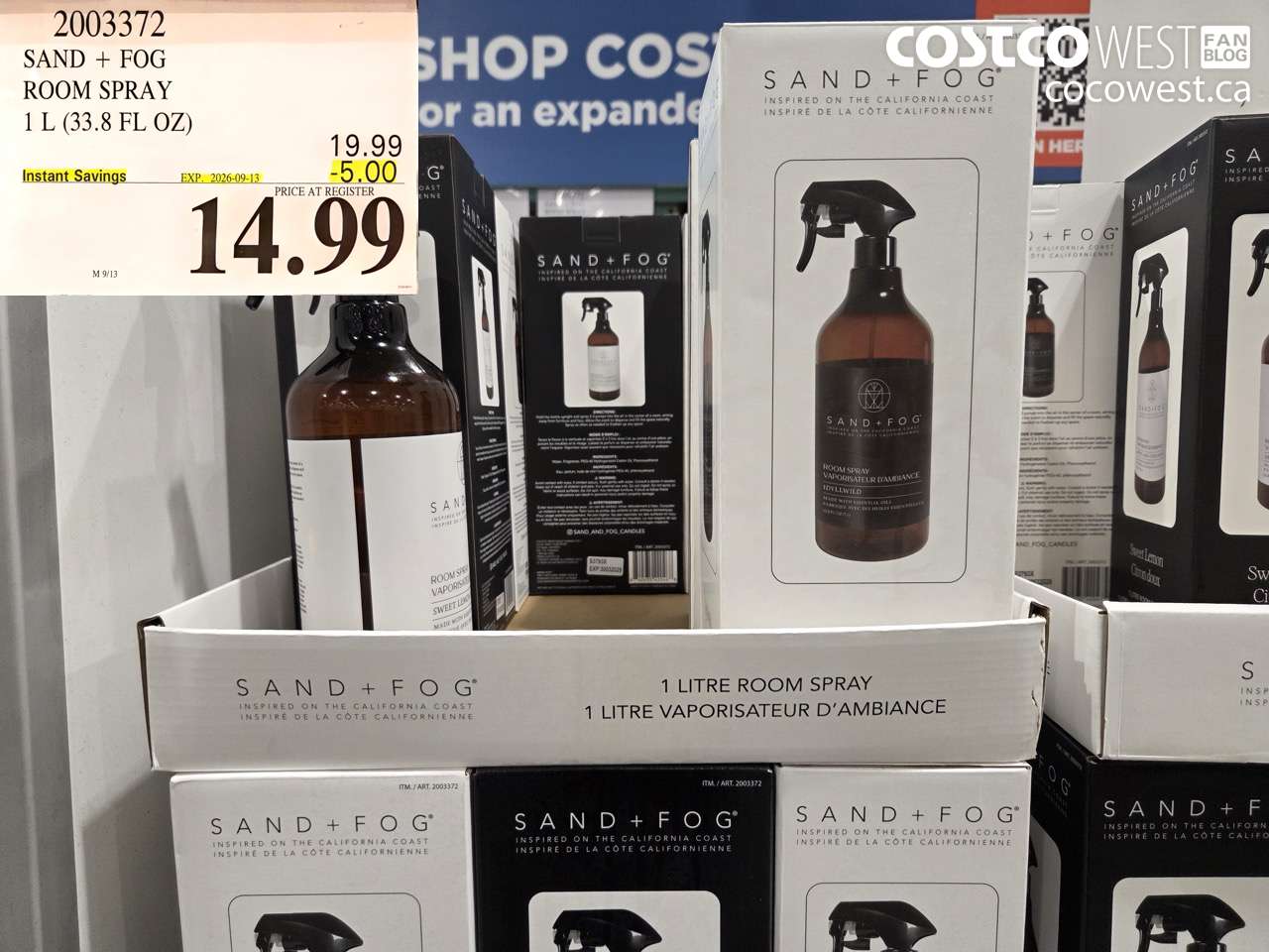 2003372 SAND + FOG ROOM SPRAY 1 L (33.8 FL OZ) ($5.00 INSTANT SAVINGS EXPIRES ON 2026-09-13) $14.99