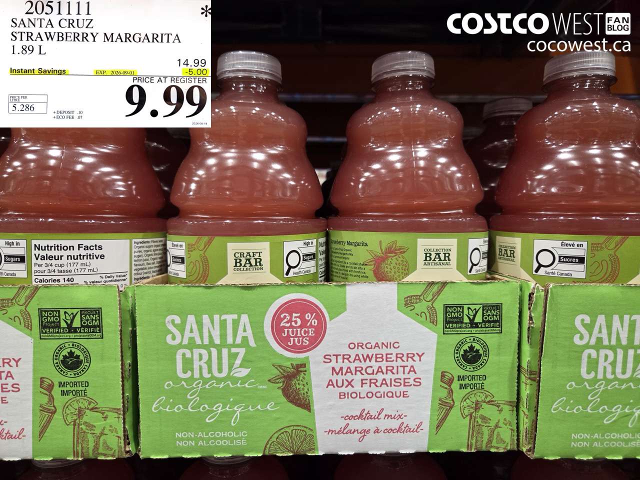 2051111 SANTA CRUZ STRAWBERRY MARGARITA 1.89 L ($5.00 INSTANT SAVINGS EXPIRES ON 2026-09-01) $9.99