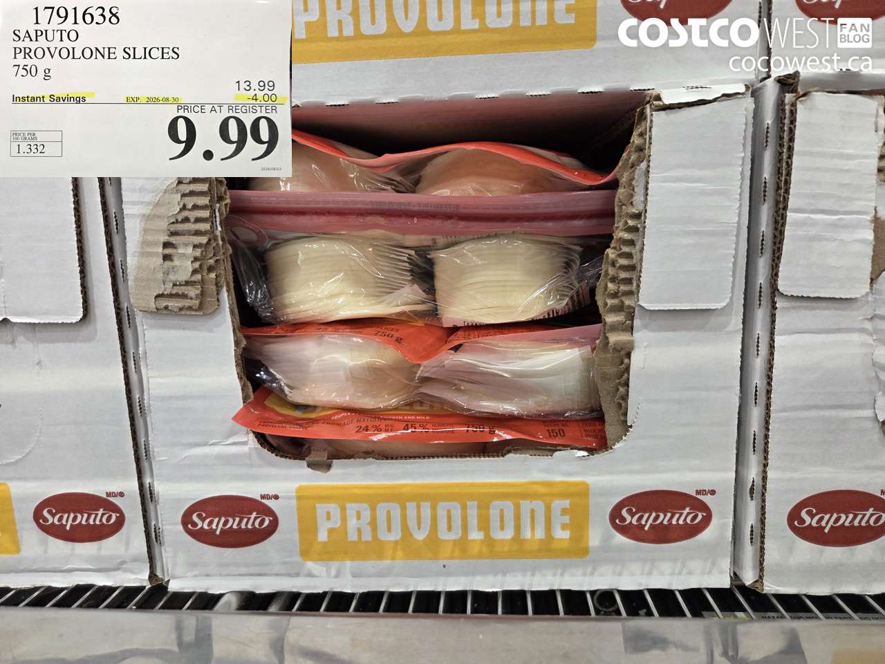 1791638 SAPUTO PROVOLONE SLICES 750 G ($4.00 INSTANT SAVINGS EXPIRES ON 2026-08-30) $9.99