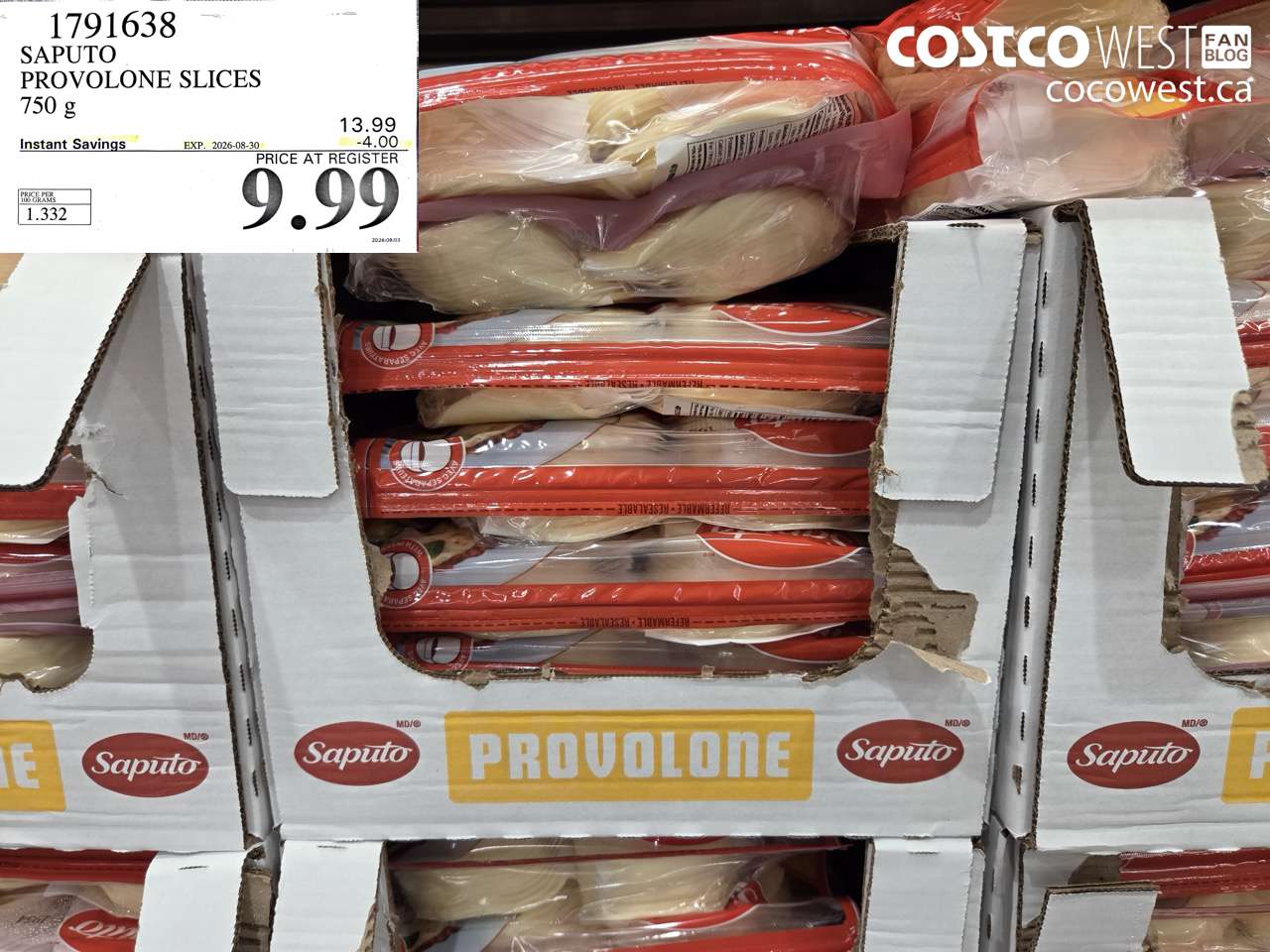 1791638 SAPUTO PROVOLONE SLICES 750 G ($4.00 INSTANT SAVINGS EXPIRES ON 2026-08-30) $9.99