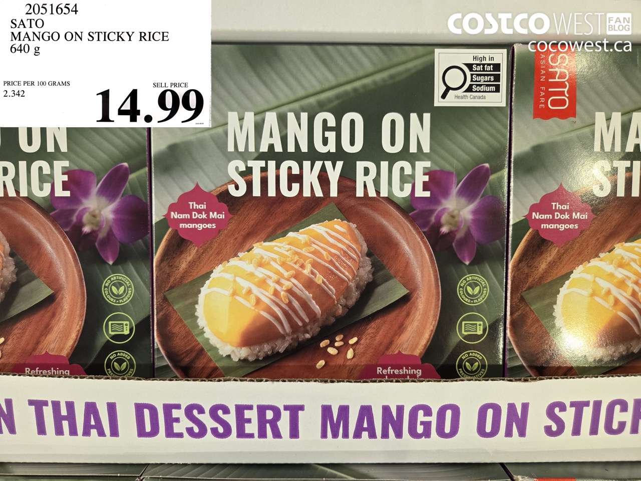 2051654 SATO MANGO ON STICKY RICE 640 G $14.99