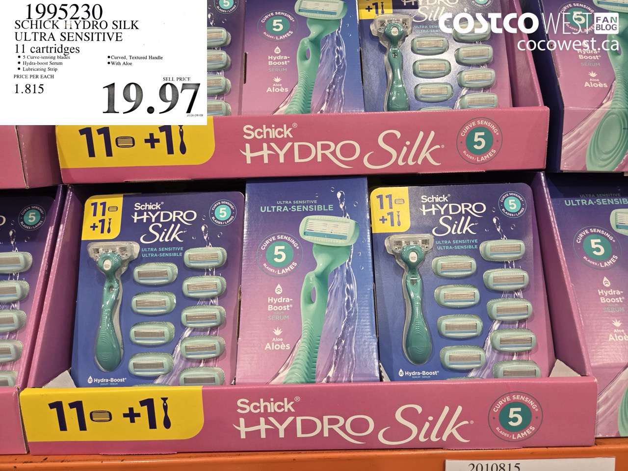 1995230 SCHICK HYDRO SILK ULTRA SENSITIVE 11 CARTRIDGES $19.97