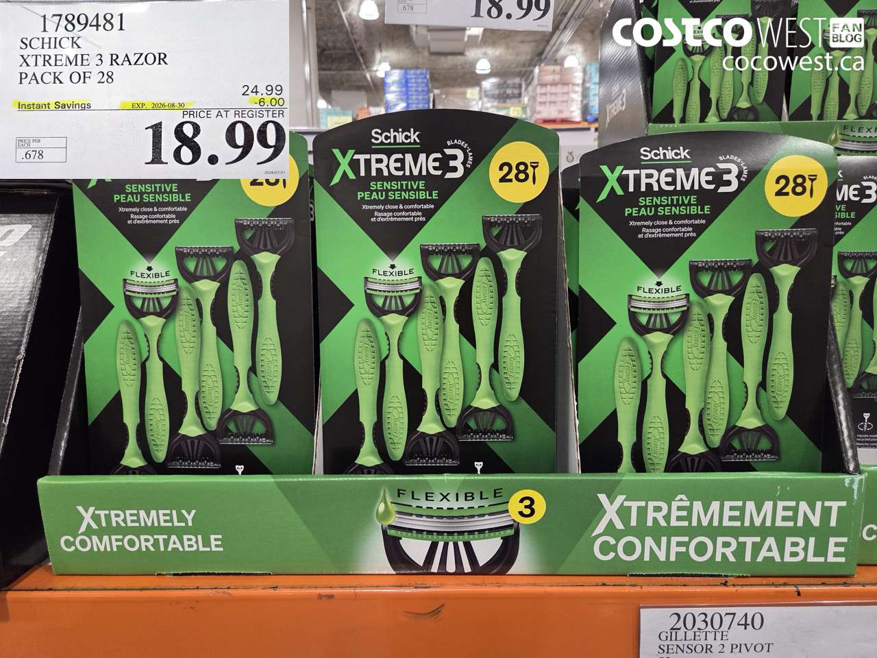 1789481 SCHICK XTREME 3 RAZOR PACK OF 28 ($6.00 INSTANT SAVINGS EXPIRES ON 2026-08-30) $18.99