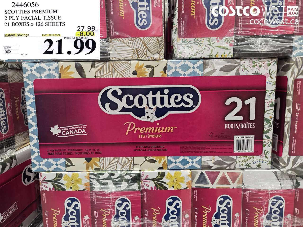 2446056 SCOTTIES PREMIUM 2 PLY FACIAL TISSUE 21 BOXES X 126 SHEETS ($6.00 INSTANT SAVINGS EXPIRES ON 2026-08-30) $21.99