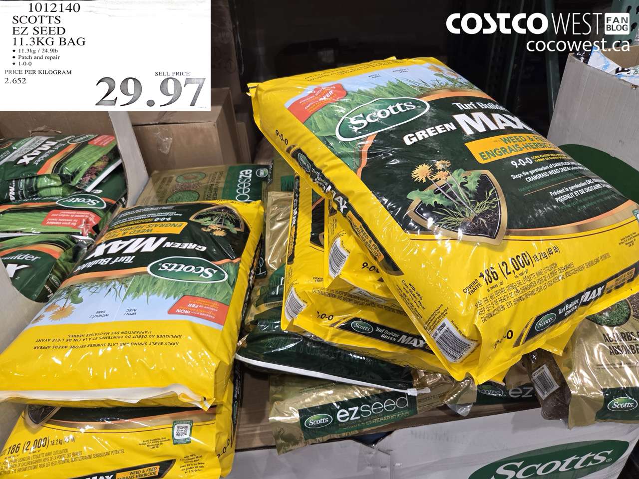 1012140 SCOTTS EZ SEED 11.3KG BAG $29.97