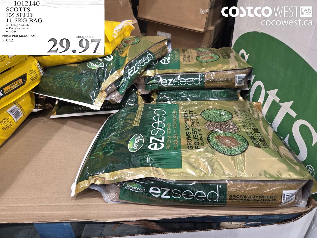 1012140 SCOTTS EZ SEED 11.3KG BAG $29.97