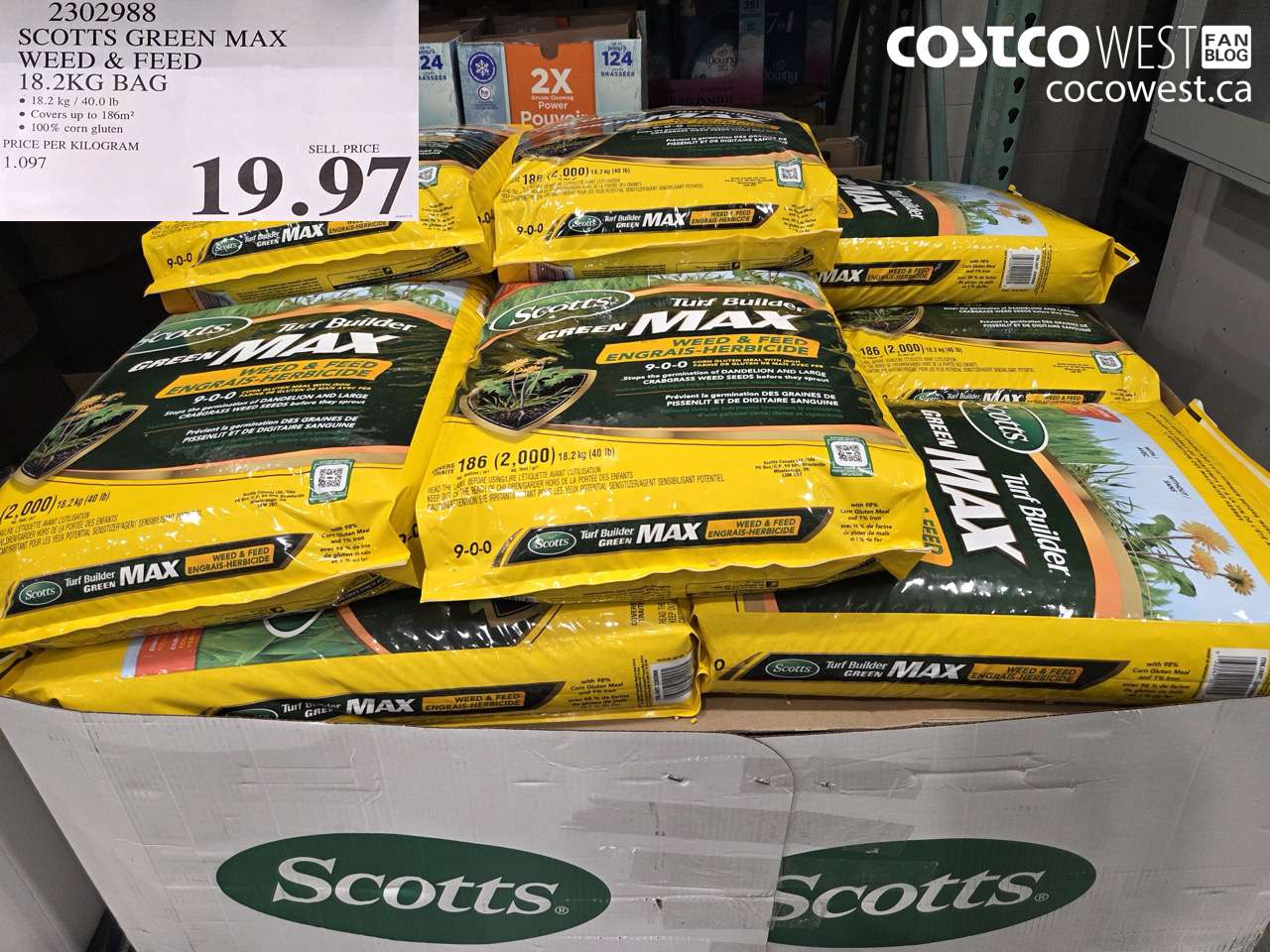 2302988 SCOTTS GREEN MAX WEED & FEED 18.2KG BAG $19.97