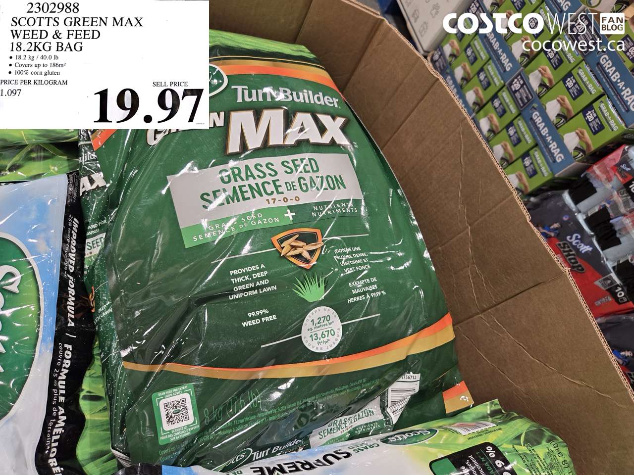 2302988 SCOTTS GREEN MAX WEED & FEED 18.2KG BAG $19.97