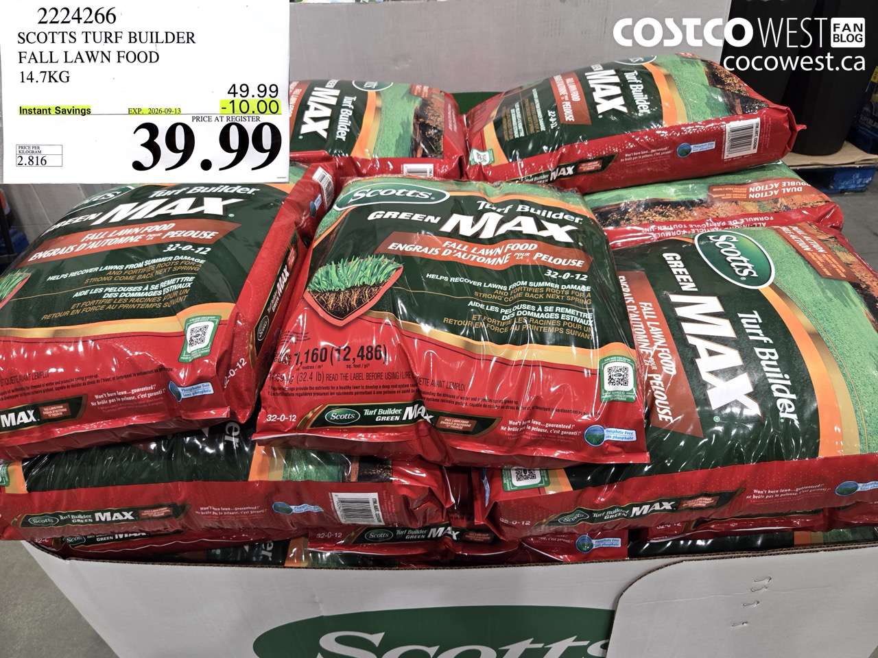 2224266 SCOTTS TURF BUILDER FALL LAWN FOOD 14.7KG ($10.00 INSTANT SAVINGS EXPIRES ON 2026-09-13) $39.99