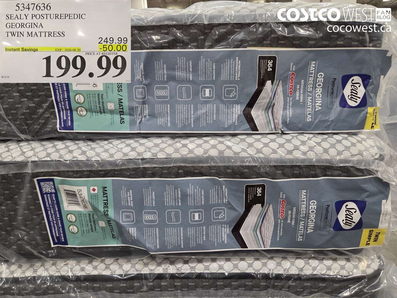 5347636 SEALY POSTUREPEDIC GEORGINA TWIN MATTRESS ($50.00 INSTANT SAVINGS EXPIRES ON 2026-08-30) $199.99