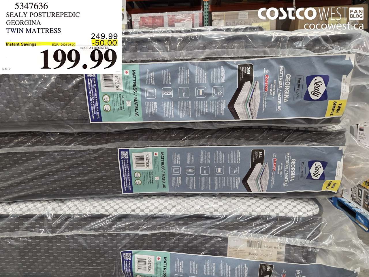 5347636 SEALY POSTUREPEDIC GEORGINA TWIN MATTRESS ($50.00 INSTANT SAVINGS EXPIRES ON 2026-08-30) $199.99