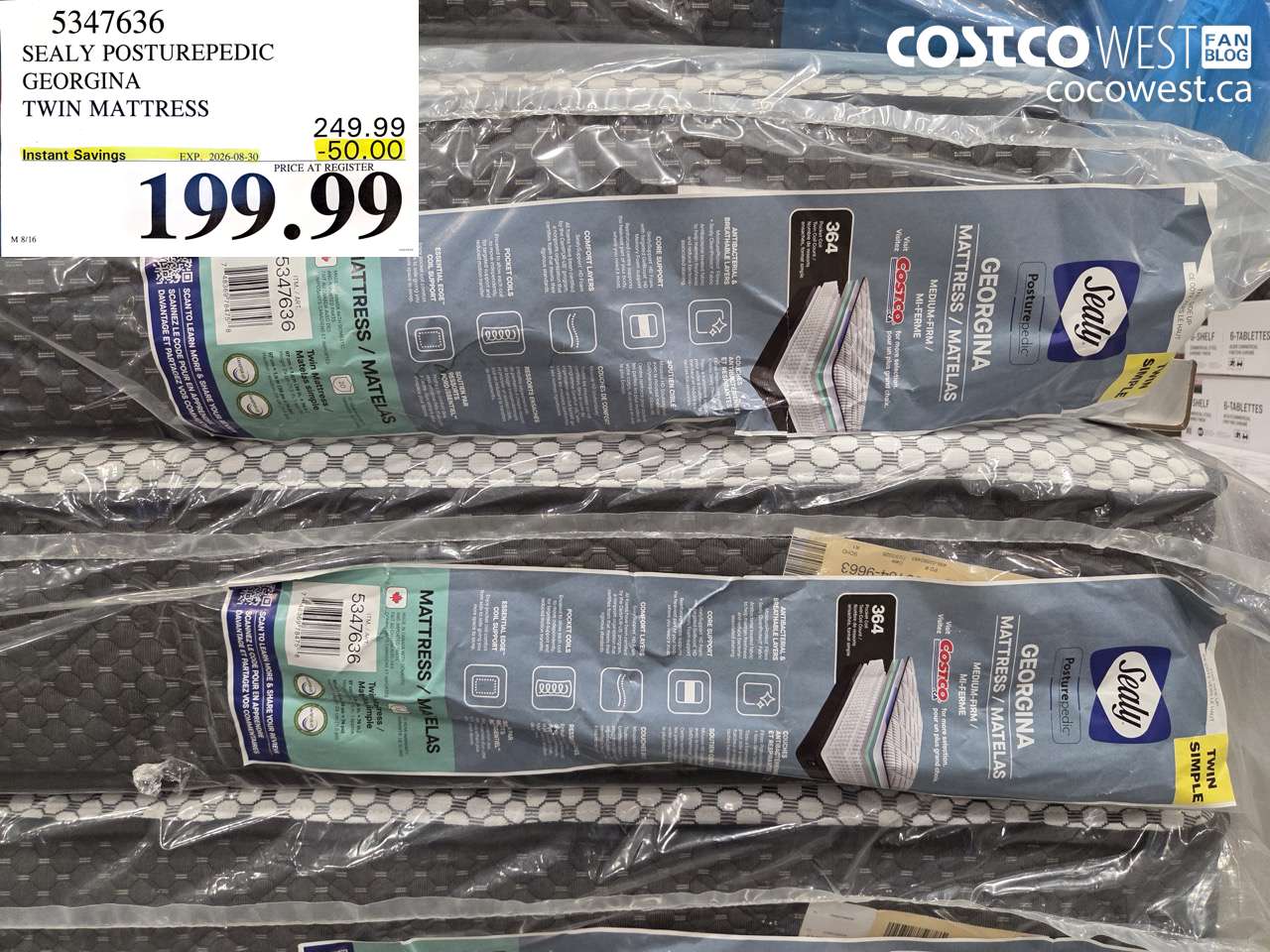 5347636 SEALY POSTUREPEDIC GEORGINA TWIN MATTRESS ($50.00 INSTANT SAVINGS EXPIRES ON 2026-08-30) $199.99