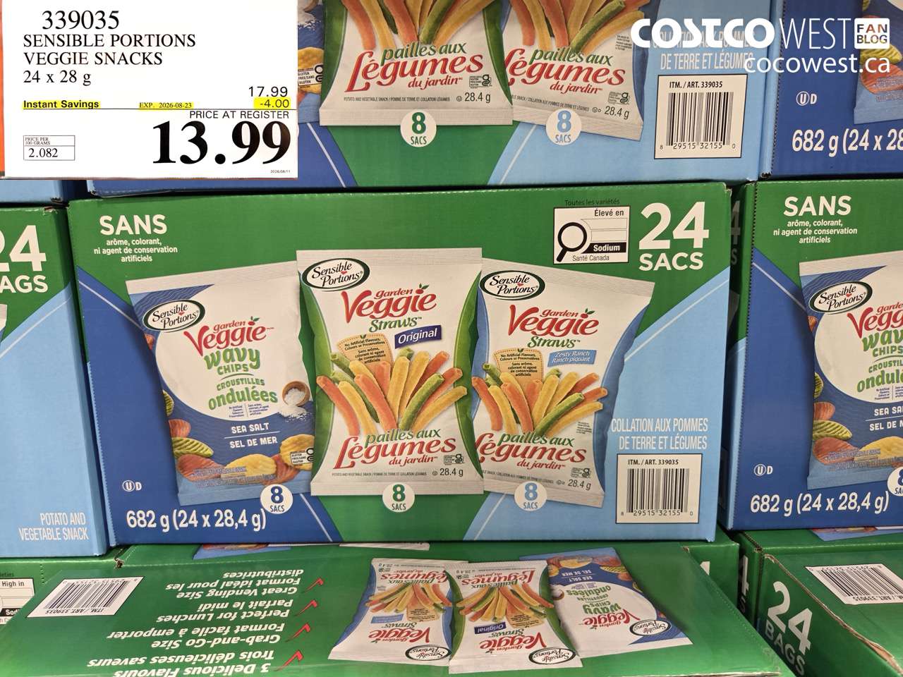339035 SENSIBLE PORTIONS VEGGIE SNACKS 24 X 28 G ($4.00 INSTANT SAVINGS EXPIRES ON 2026-08-23) $13.99