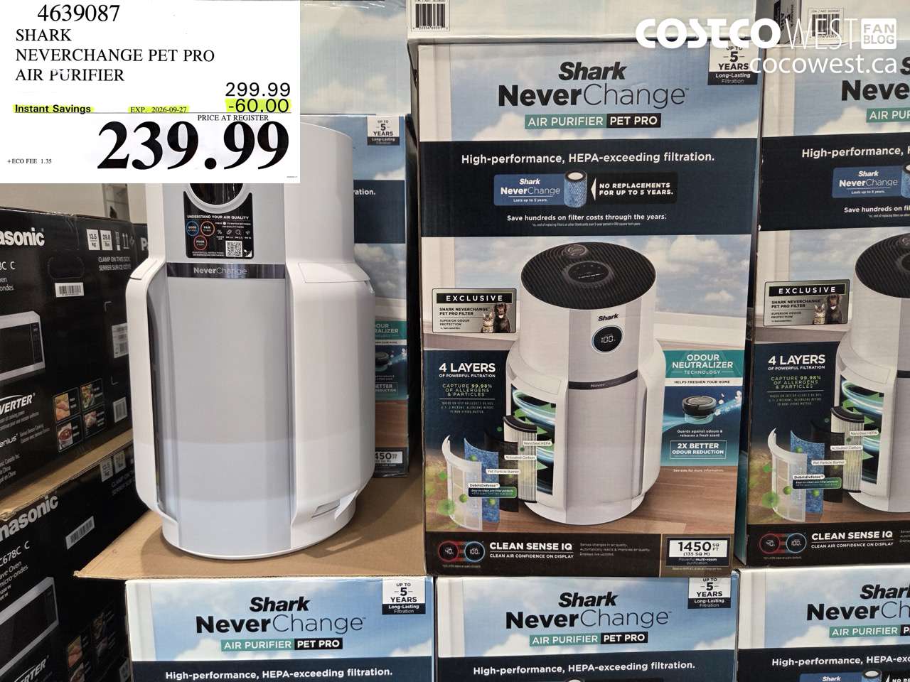 4639087 SHARK NEVERCHANGE PET PRO AIR PURIFIER ($60.00 INSTANT SAVINGS EXPIRES ON 2026-09-27) $239.99