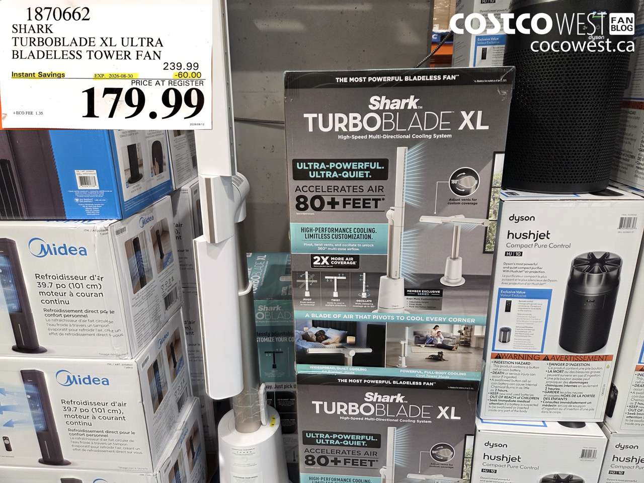 1870662 SHARK TURBOBLADE XL ULTRA BLADELESS TOWER FAN ($60.00 INSTANT SAVINGS EXPIRES ON 2026-08-30) $179.99