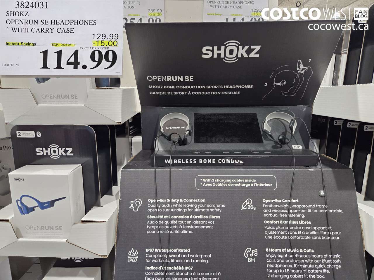 3824031 SHOKZ OPENRUN SE HEADPHONES WITH CARRY CASE ($15.00 INSTANT SAVINGS EXPIRES ON 2026-08-13) $114.99