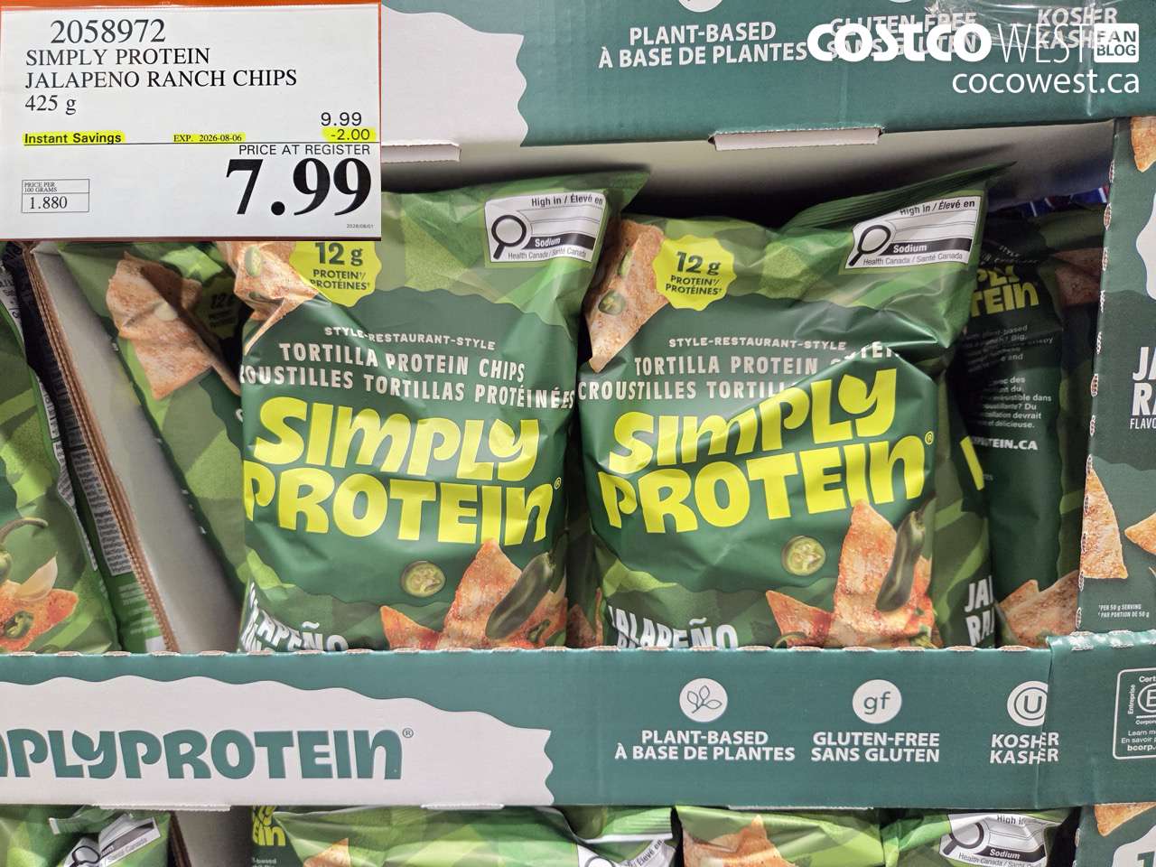 2058972 SIMPLY PROTEIN JALAPENO RANCH CHIPS 425 G ($2.00 INSTANT SAVINGS EXPIRES ON 2026-08-06) $7.99
