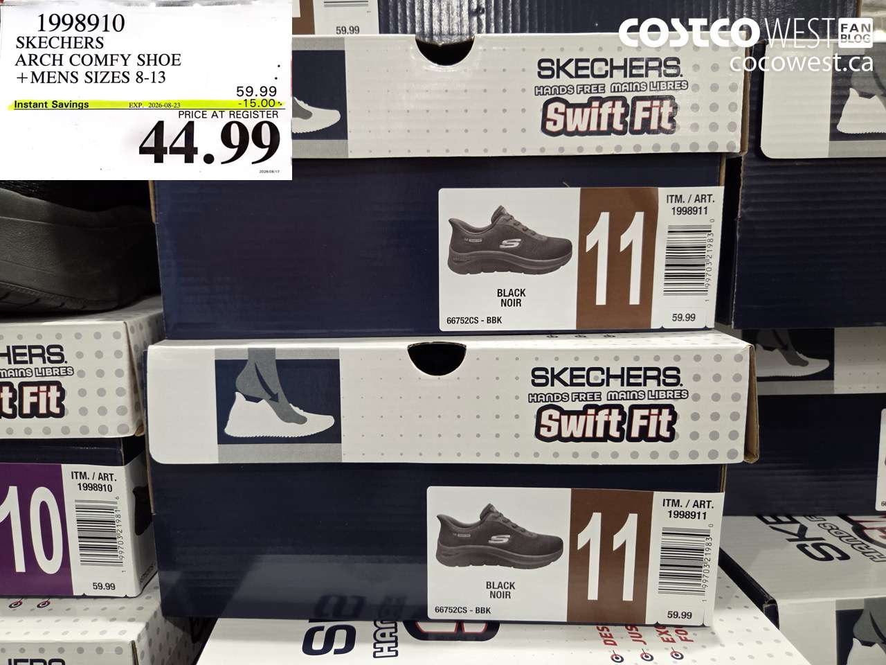 1998910 SKECHERS ARCH COMFY SHOE MENS SIZES 8-13 ($15.00 INSTANT SAVINGS EXPIRES ON 2026-08-23) $44.99