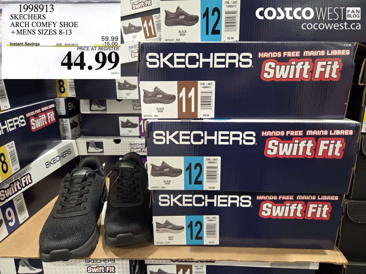 1998913 SKECHERS ARCH COMFY SHOE MENS SIZES 8-13 ($15.00 INSTANT SAVINGS EXPIRES ON 2026-08-23) $44.99