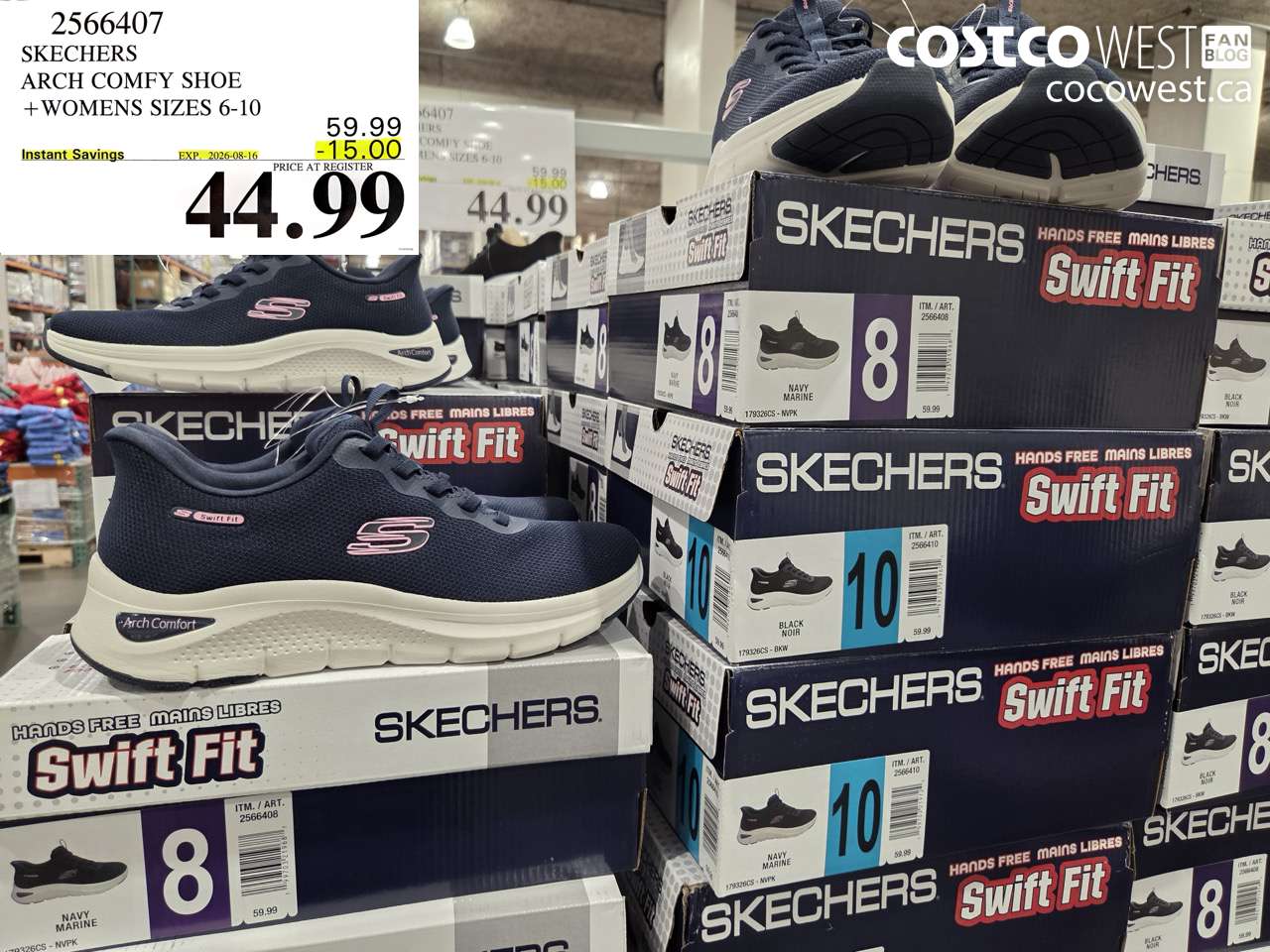 2566407 SKECHERS ARCH COMFY SHOE WOMENS SIZES 6-10 ($15.00 INSTANT SAVINGS EXPIRES ON 2026-08-16) $44.99