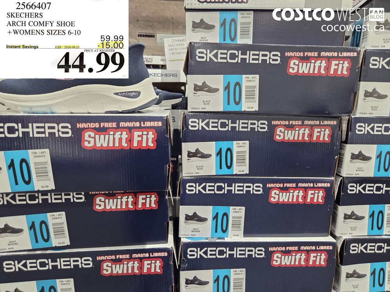 2566407 SKECHERS ARCH COMFY SHOE WOMENS SIZES 6-10 ($15.00 INSTANT SAVINGS EXPIRES ON 2026-08-23) $44.99