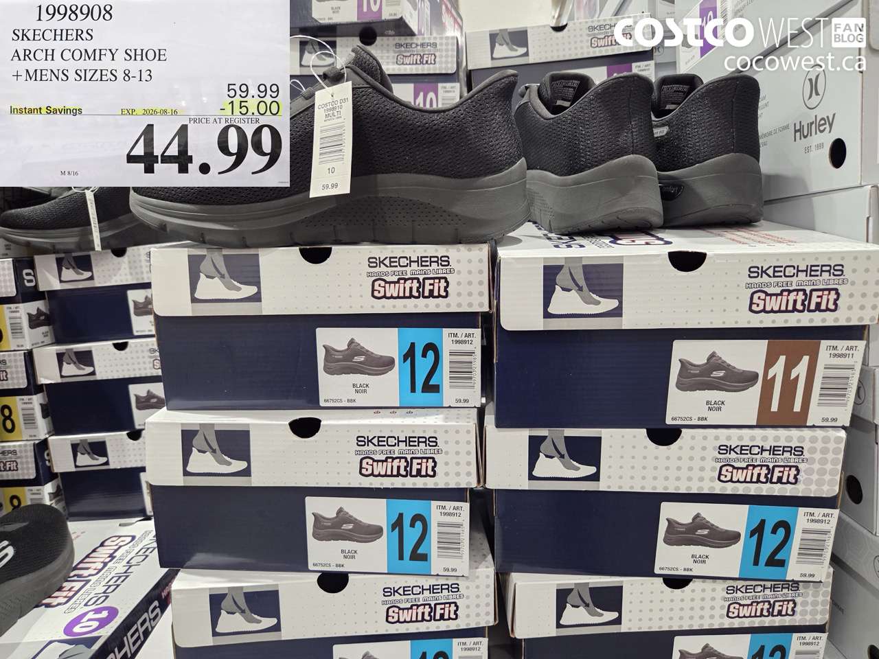 1998908 SKECHERS ARCH COMFY SHOE + MENS SIZES 8-13 ($15.00 INSTANT SAVINGS EXPIRES ON 2026-08-16) $44.99