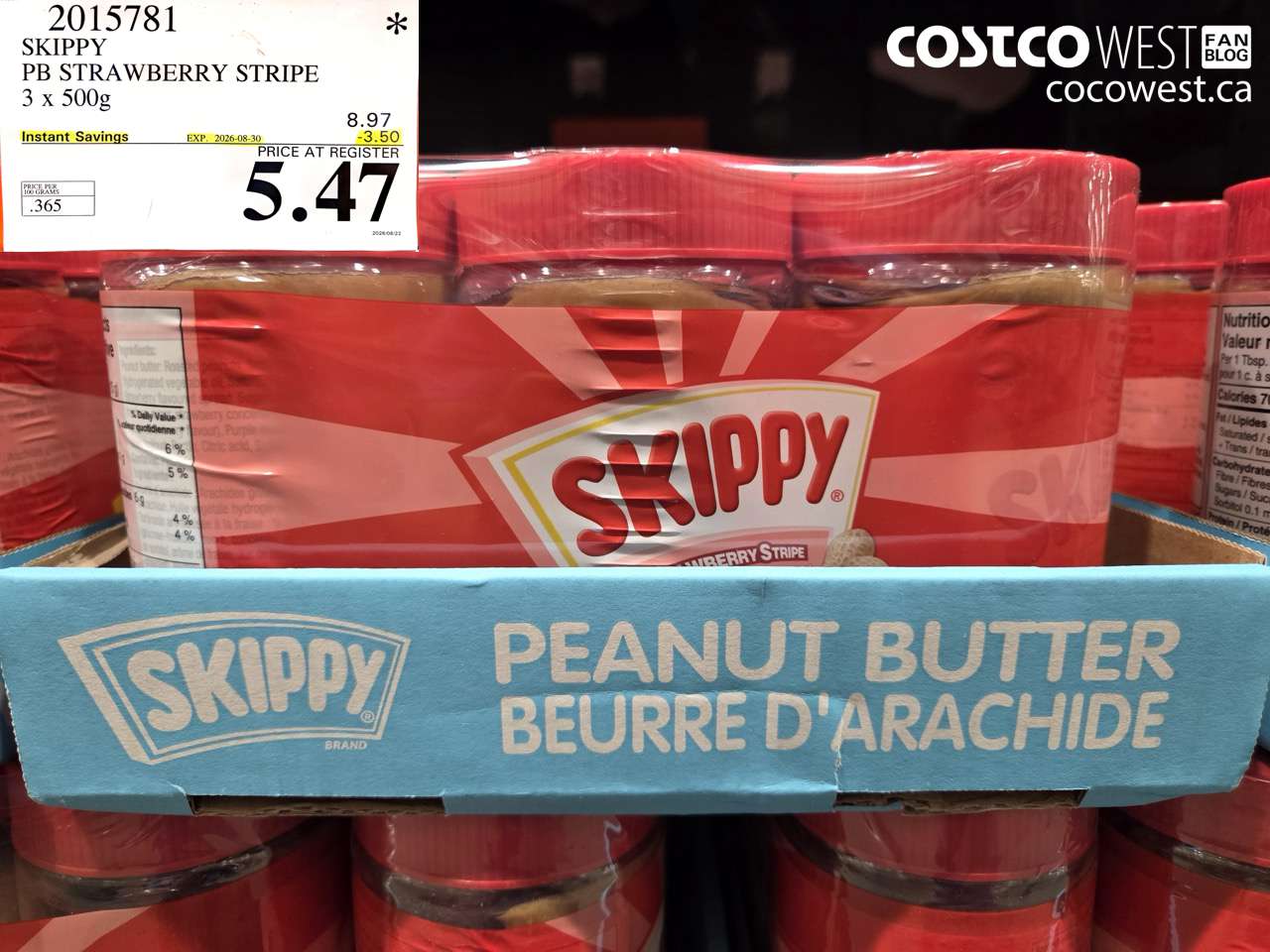 2015781 SKIPPY PB STRAWBERRY STRIPE 3 X 500G ($3.50 INSTANT SAVINGS EXPIRES ON 2026-08-30) $5.47