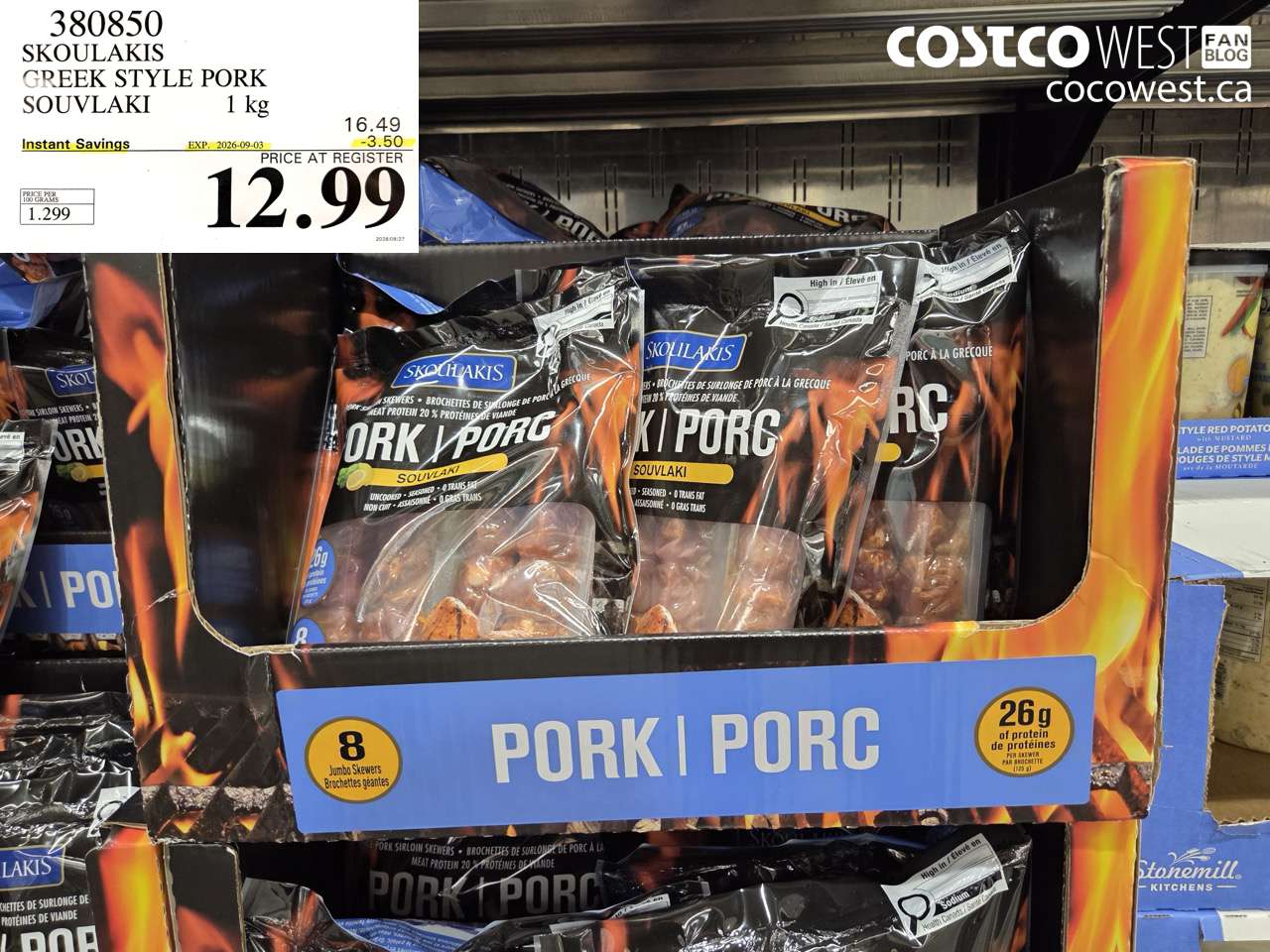 380850 SKOULAKIS GREEK STYLE PORK SOUVLAKI 1 KG ($3.50 INSTANT SAVINGS EXPIRES ON 2026-09-03) $12.99
