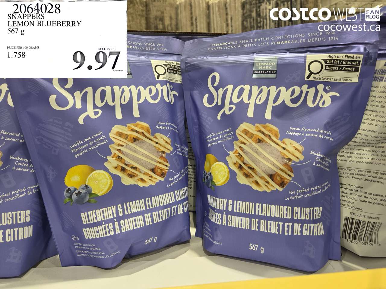 2064028 SNAPPERS LEMON BLUEBERRY 567 G $9.97