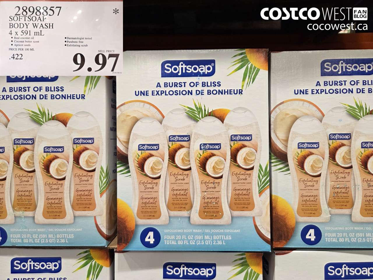 2898857 SOFTSOAP BODY WASH 4 X 591 ML $9.97