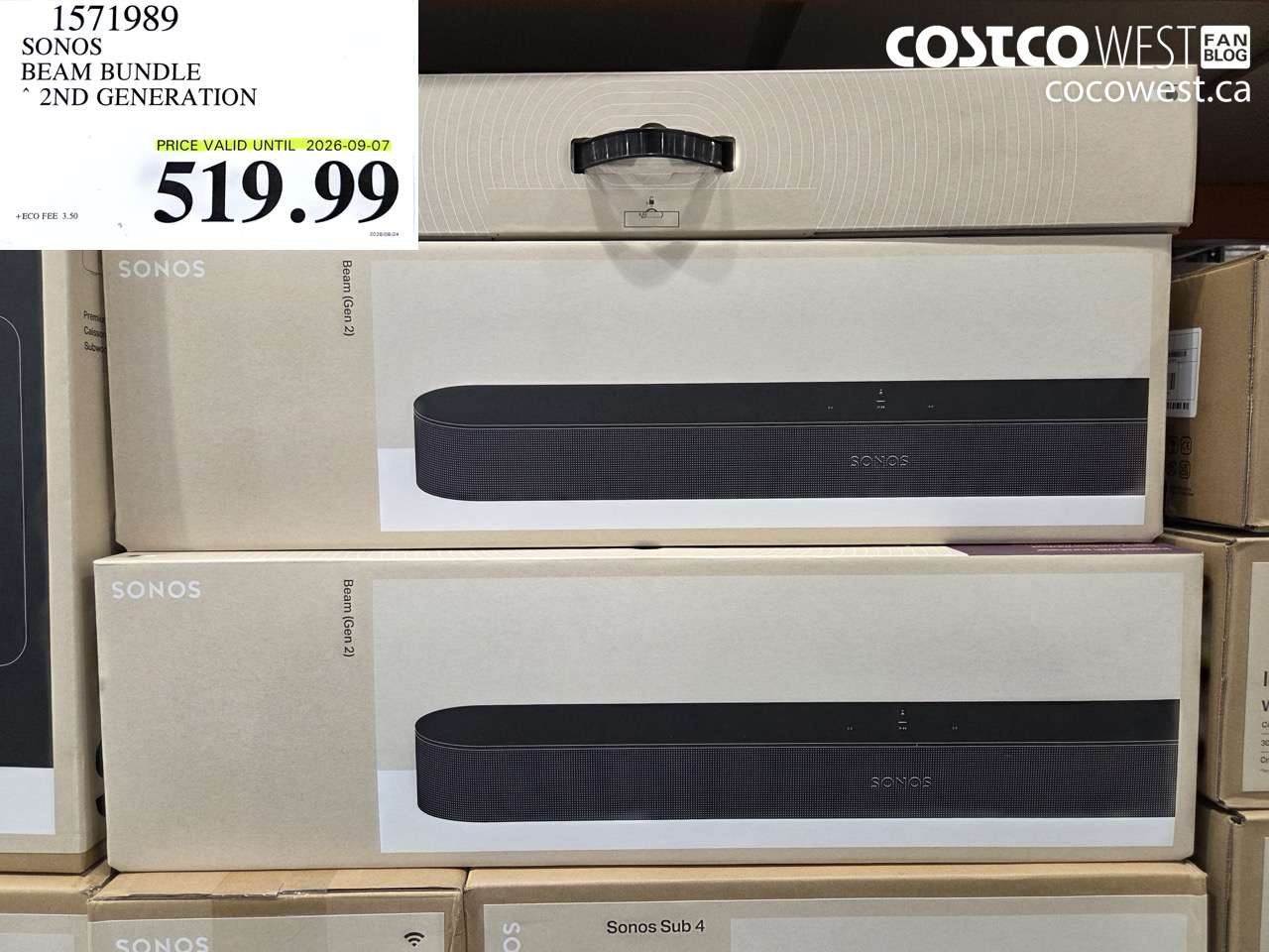 1571989 SONOS BEAM BUNDLE 2ND GENERATION (EXPIRES ON 2026-09-07) $519.99