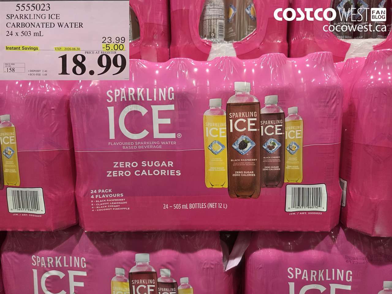 5555023 SPARKLING ICE CARBONATED WATER 24 X 503 ML ($5.00 INSTANT SAVINGS EXPIRES ON 2026-08-30) $18.99
