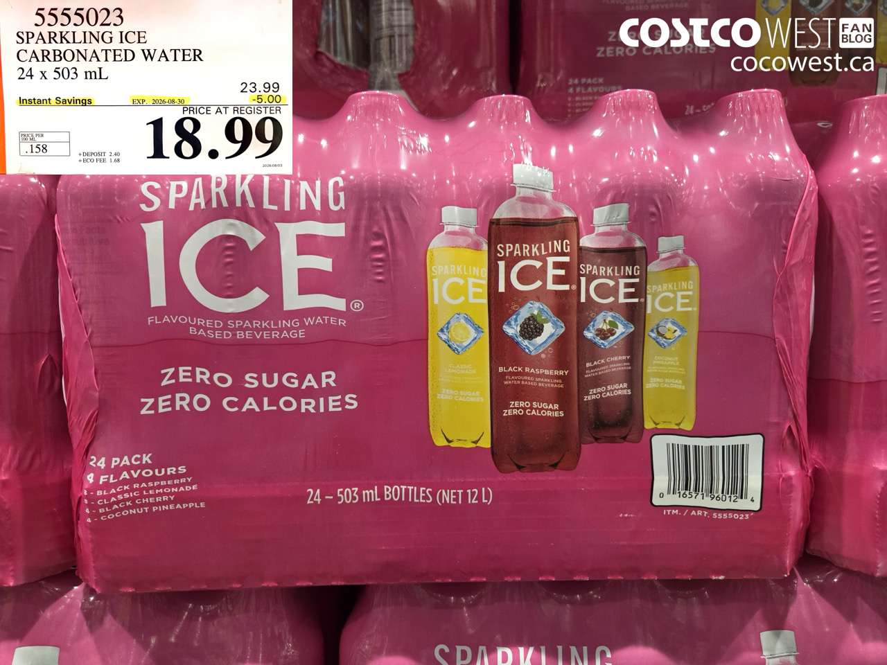 5555023 SPARKLING ICE CARBONATED WATER 24 X 503 ML ($5.00 INSTANT SAVINGS EXPIRES ON 2026-08-30) $18.99