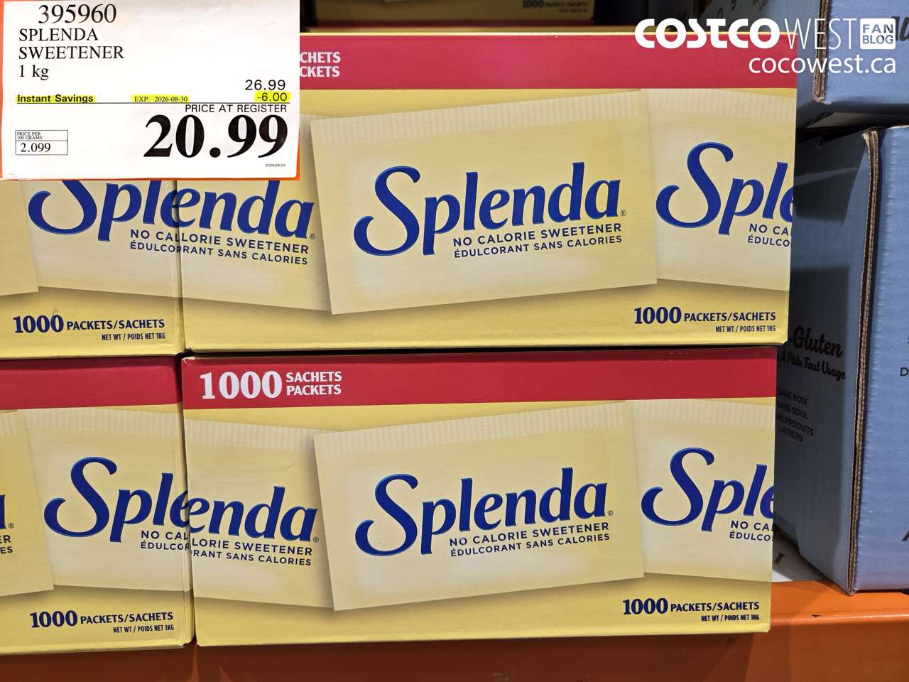 395960 SPLENDA SWEETENER 1 KG ($6.00 INSTANT SAVINGS EXPIRES ON 2026-08-30) $20.99