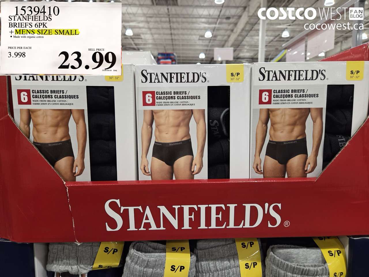 1539410 STANFIELDS BRIEFS 6PK MENS SIZE SMALL $23.99