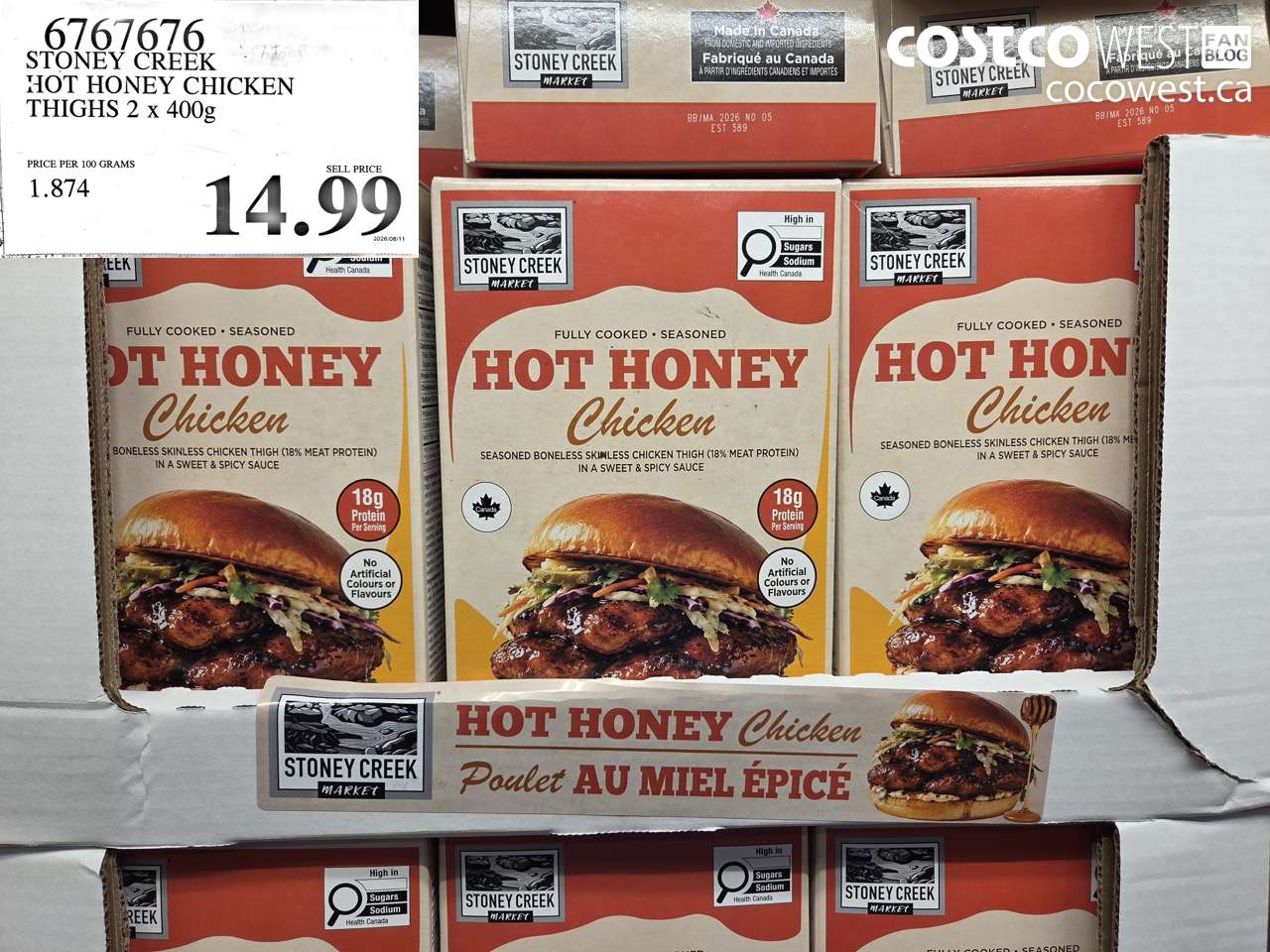 6767676 STONEY CREEK HOT HONEY CHICKEN THIGHS 2 X 400G $14.99