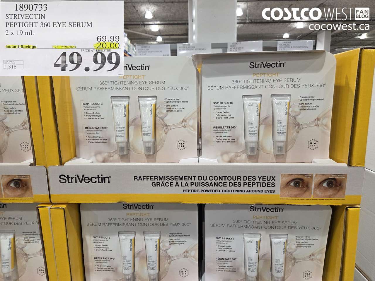 1890733 STRIVECTIN PEPTIGHT 360 EYE SERUM 2 X 19 ML ($20.00 INSTANT SAVINGS EXPIRES ON 2026-08-09) $49.99
