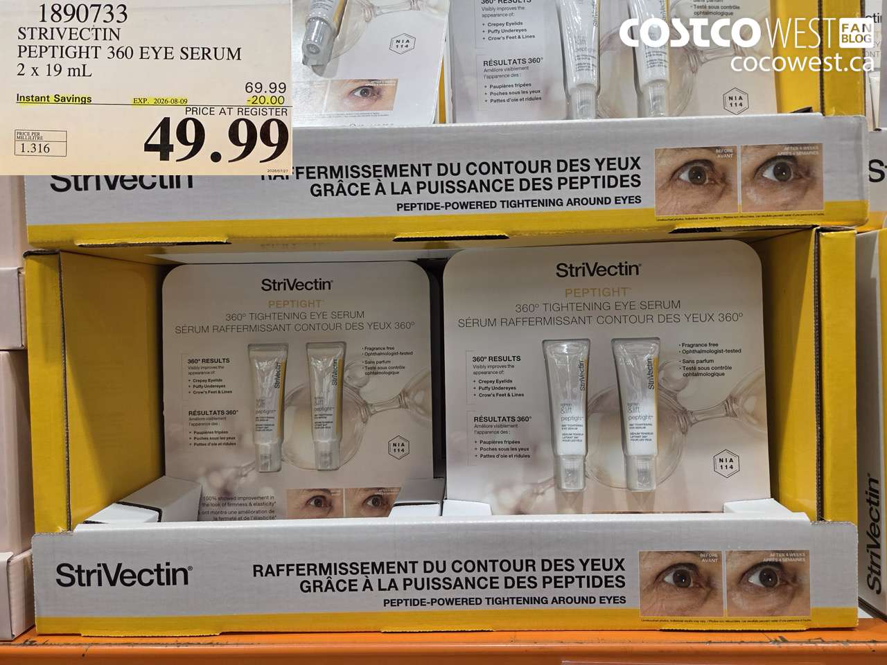 1890733 STRIVECTIN PEPTIGHT 360 EYE SERUM 2 X 19 ML ($20.00 INSTANT SAVINGS EXPIRES ON 2026-08-09) $49.99