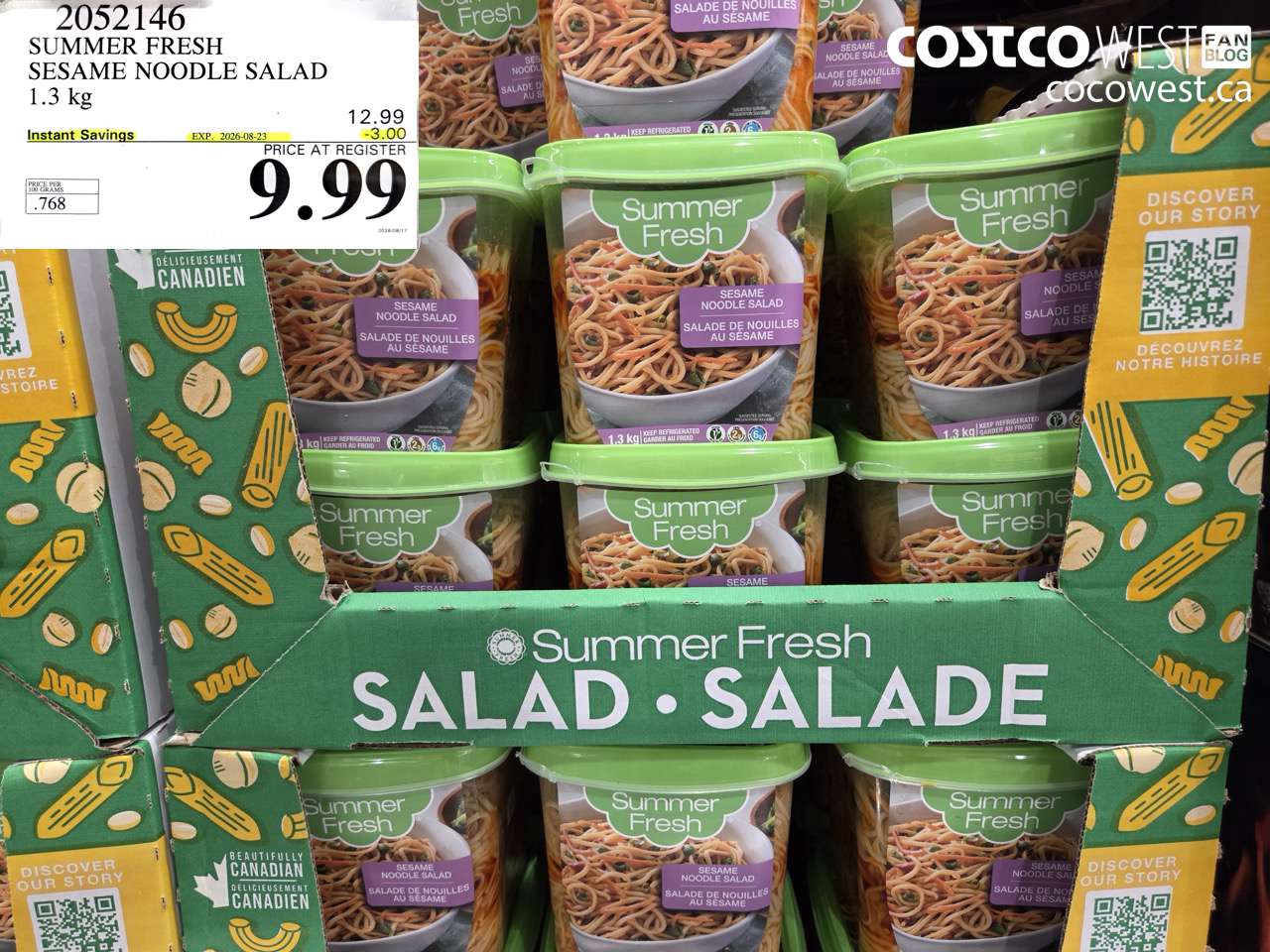2052146 SUMMER FRESH SESAME NOODLE SALAD 1.3 KG ($3.00 INSTANT SAVINGS EXPIRES ON 2026-08-23) $9.99