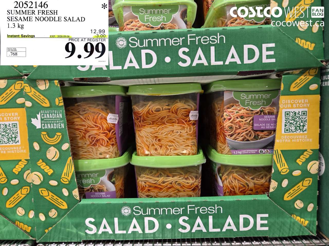 2052146 SUMMER FRESH SESAME NOODLE SALAD 1.3 KG ($3.00 INSTANT SAVINGS EXPIRES ON 2026-09-06) $9.99