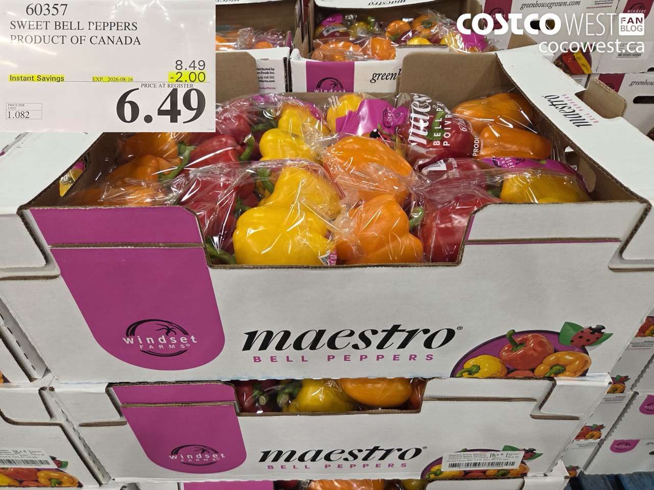 60357 SWEET BELL PEPPERS PRODUCT OF CANADA ($2.00 INSTANT SAVINGS EXPIRES ON 2026-08-16) $6.49