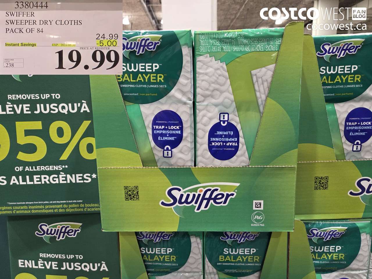 3380444 SWIFFER SWEEPER DRY CLOTHS PACK OF 84 ($5.00 INSTANT SAVINGS EXPIRES ON 2020-08-30) $19.99