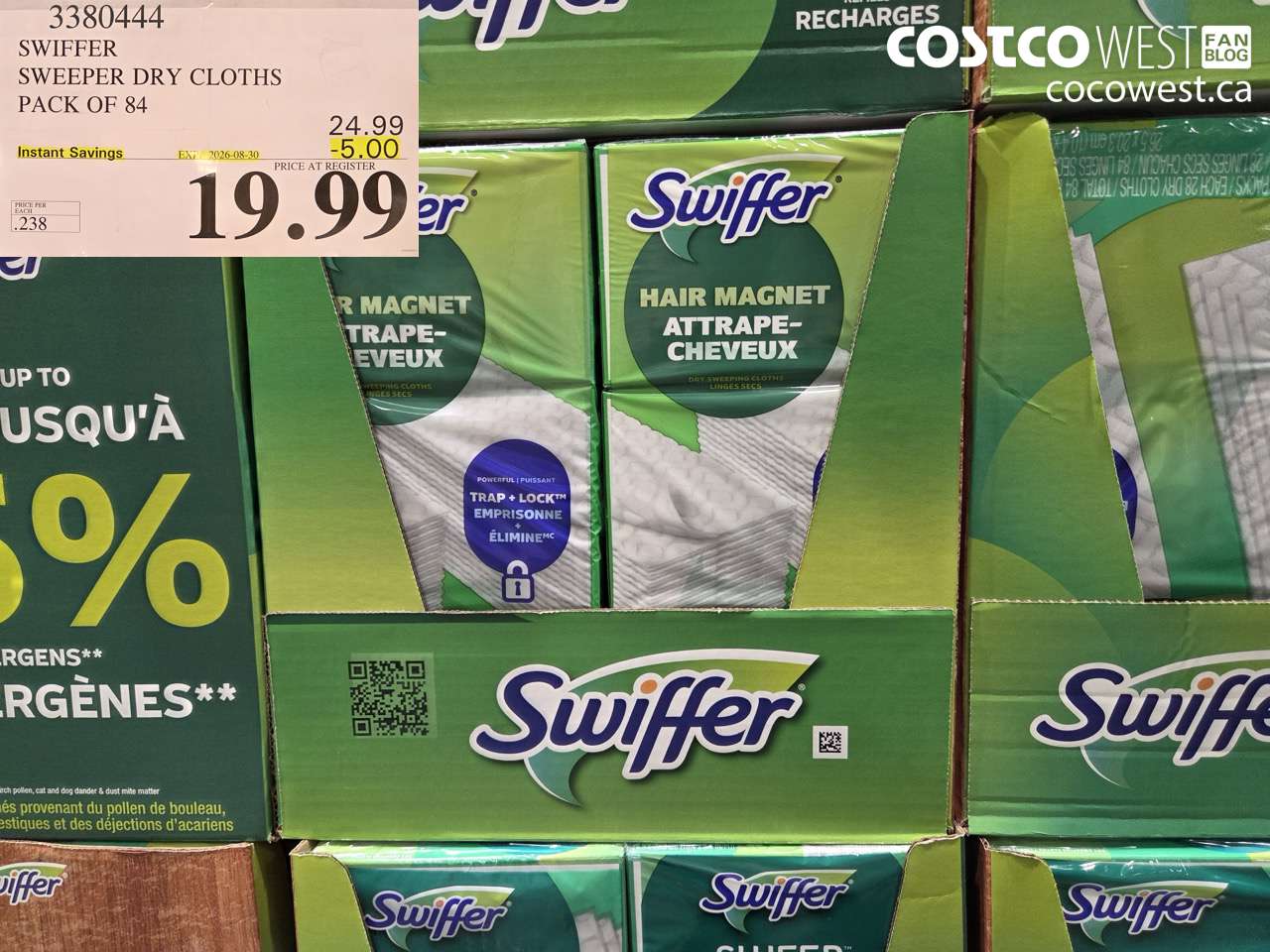 3380444 SWIFFER SWEEPER DRY CLOTHS PACK OF 84 ($5.00 INSTANT SAVINGS EXPIRES ON 2026-08-30) $19.99