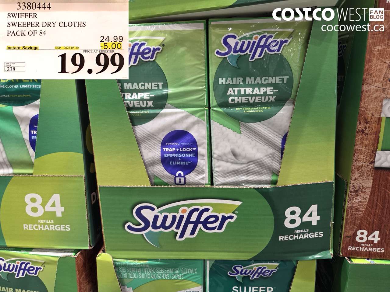 3380444 SWIFFER SWEEPER DRY CLOTHS PACK OF 84 ($5.00 INSTANT SAVINGS EXPIRES ON 2026-08-30) $19.99