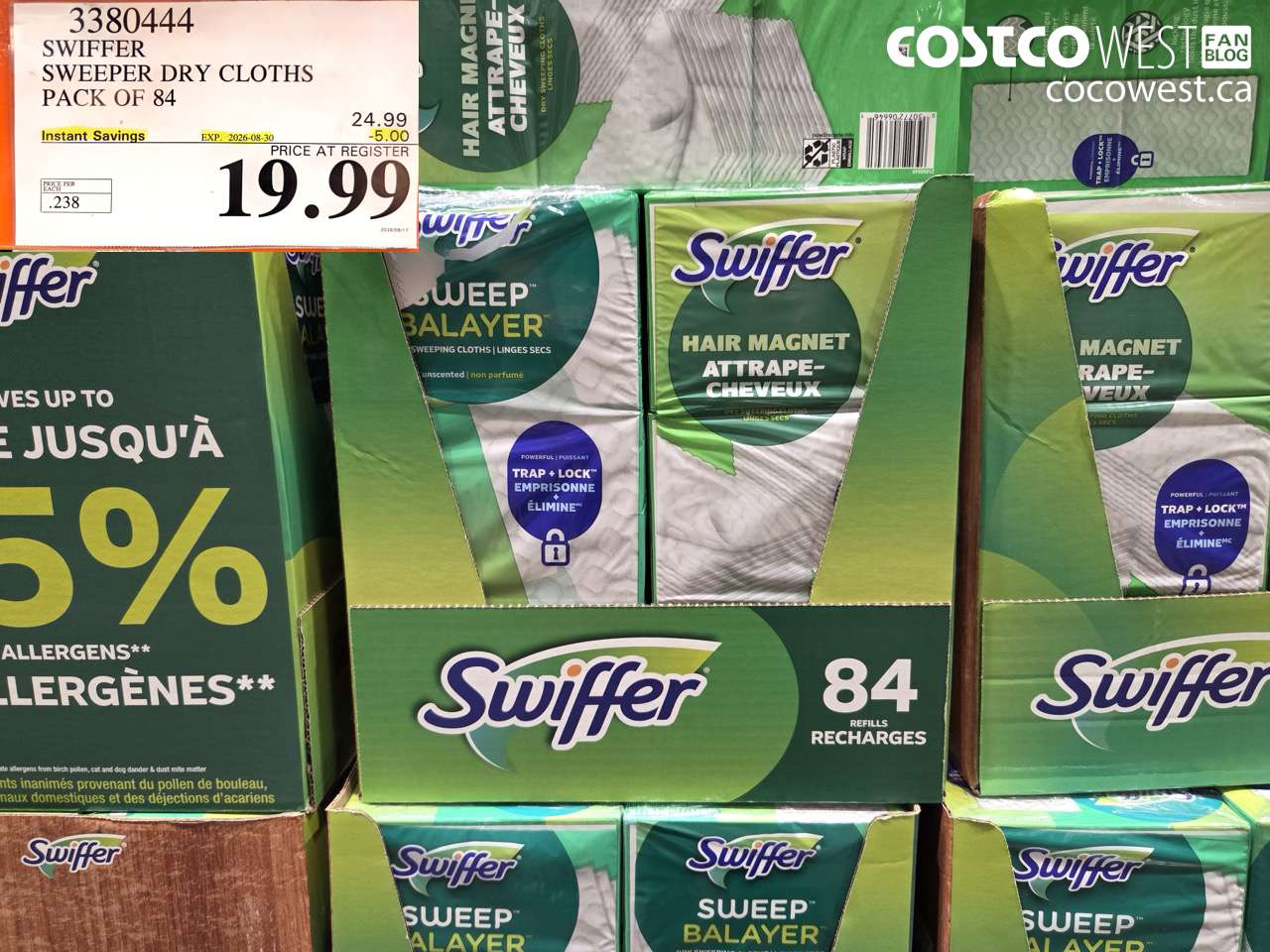 3380444 SWIFFER SWEEPER DRY CLOTHS PACK OF 84 ($5.00 INSTANT SAVINGS EXPIRES ON 2026-08-30) $19.99