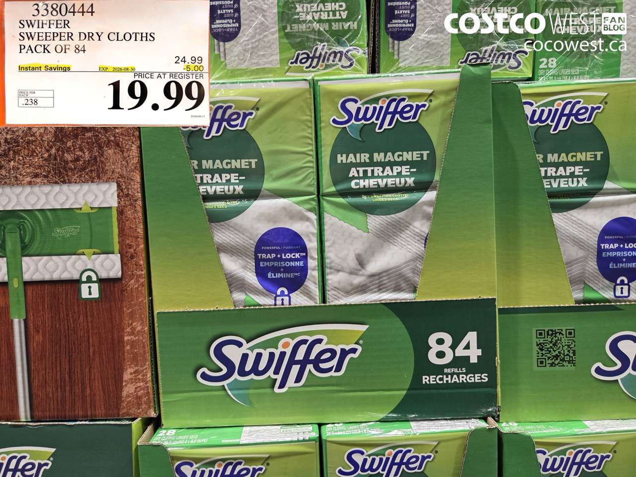 3380444 SWIFFER SWEEPER DRY CLOTHS PACK OF 84 ($5.00 INSTANT SAVINGS EXPIRES ON 2026-08-30) $19.99